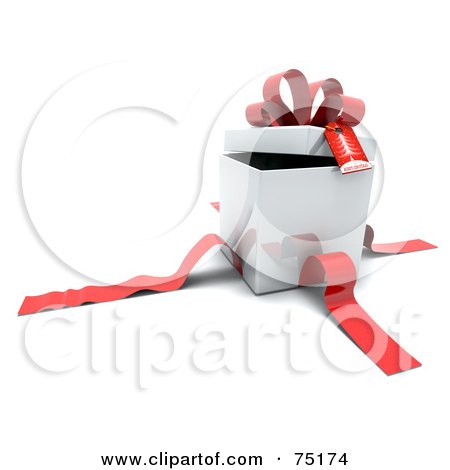 Royalty-Free (RF) Clipart Illustration of a White 3d Gift Box With The Red Ribbons Cut Off by KJ Pargeter