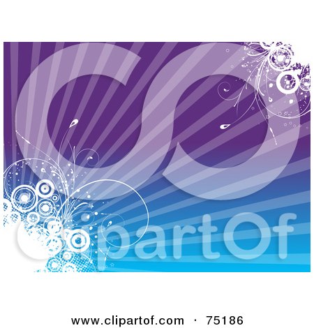 Royalty-Free (RF) Clipart Illustration of a Purple And Blue Shining Background With White Grungy Corners by KJ Pargeter