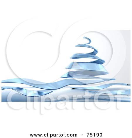 Royalty-Free (RF) Clipart Illustration of a 3d Glass Ribbon Spiraled Christmas Tree by KJ Pargeter