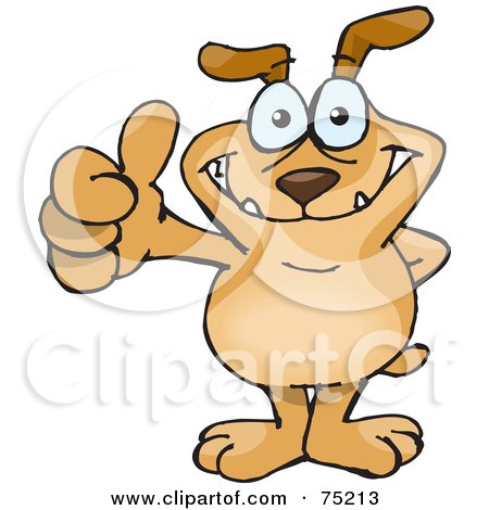 Royalty-Free (RF) Clipart Illustration of a Sparkey Dog Standing And Giving The Thumbs Up by Dennis Holmes Designs