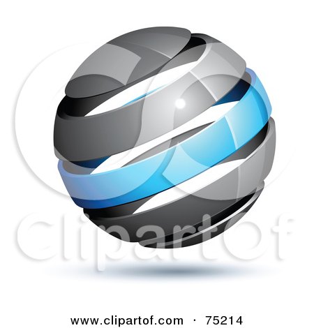 Royalty-Free (RF) Clipart Illustration of a Pre-Made Business Logo Of A Gray And Blue Globe by beboy