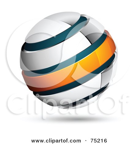 Royalty-Free (RF) Clipart Illustration of a Pre-Made Business Logo Of A White, Blue And Orange Globe by beboy