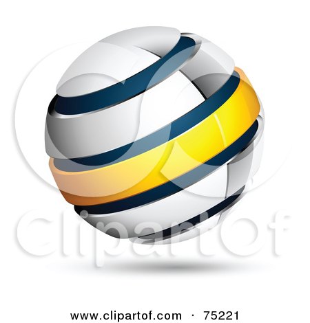 Royalty-Free (RF) Clipart Illustration of a Pre-Made Business Logo Of A White, Blue And Yellow Globe by beboy