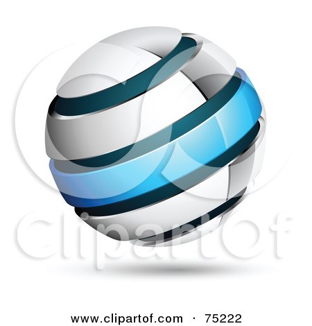 Royalty-Free (RF) Clipart Illustration of a Pre-Made Business Logo Of A White And Blue Ring Globe by beboy