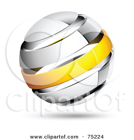 Royalty-Free (RF) Clipart Illustration of a Pre-Made Business Logo Of A Shiny White And Yellow Globe by beboy