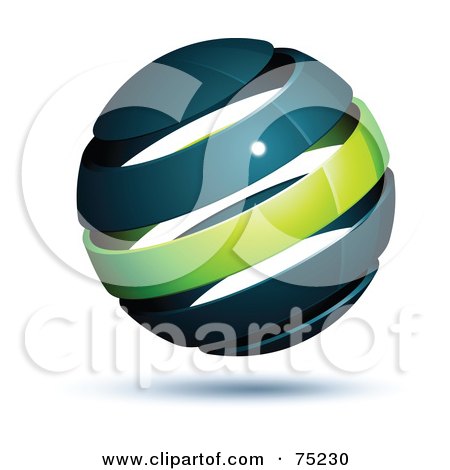 Royalty-Free (RF) Clipart Illustration of a Pre-Made Business Logo Of A Navy Blue And Green Globe by beboy