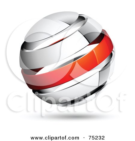 Royalty-Free (RF) Clipart Illustration of a Pre-Made Business Logo Of A Shiny White And Red Globe by beboy