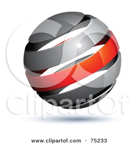 Royalty-Free (RF) Clipart Illustration of a Pre-Made Business Logo Of A Gray And Red Globe by beboy