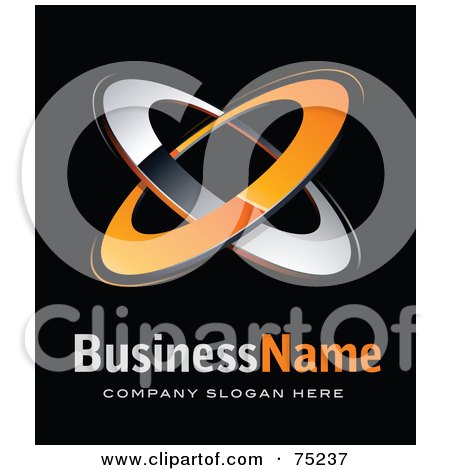 Royalty-Free (RF) Clipart Illustration Of A Pre-Made Business Logo Of Orange And Chrome Rings On Black by beboy