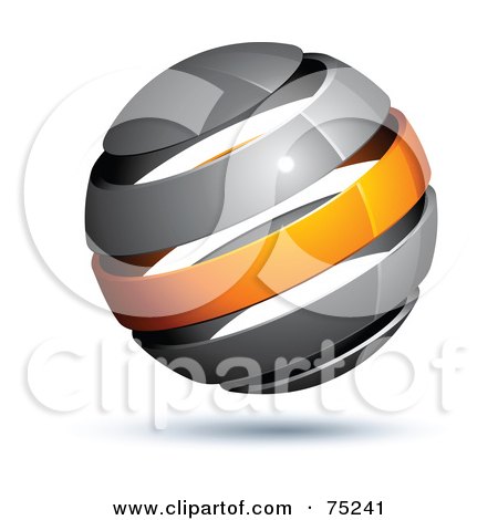 Royalty-Free (RF) Clipart Illustration of a Pre-Made Business Logo Of A Gray And Orange Globe by beboy