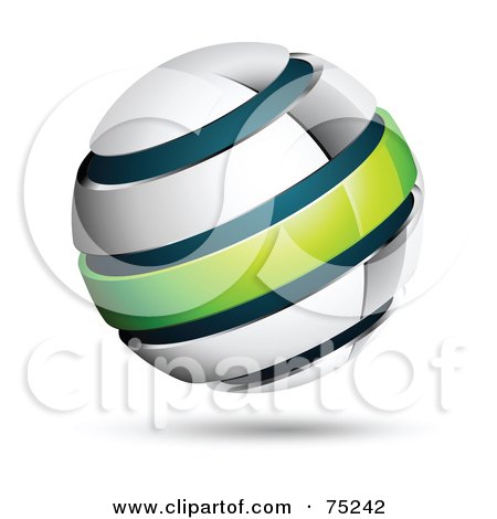 Royalty-Free (RF) Clipart Illustration of a Pre-Made Business Logo Of A White, Blue And Green Globe by beboy