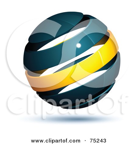 Royalty-Free (RF) Clipart Illustration of a Pre-Made Business Logo Of A Navy Blue And Yellow Globe by beboy