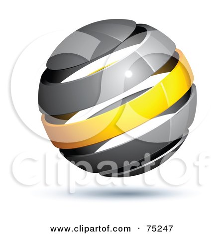 Royalty-Free (RF) Clipart Illustration of a Pre-Made Business Logo Of A Gray And Yellow Globe by beboy