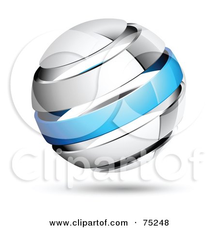 Royalty-Free (RF) Clipart Illustration of a Pre-Made Business Logo Of A Shiny White And Blue Globe by beboy