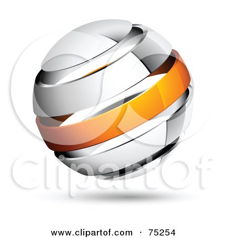 Royalty-Free (RF) Clipart Illustration of a Pre-Made Business Logo Of A Shiny White And Orange Globe by beboy