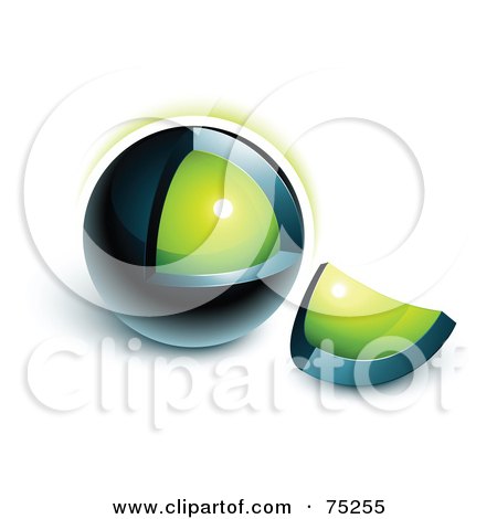 Royalty-Free (RF) Clipart Illustration of a Pre-Made Business Logo Of A Crumbling Green And Navy Blue Orb by beboy