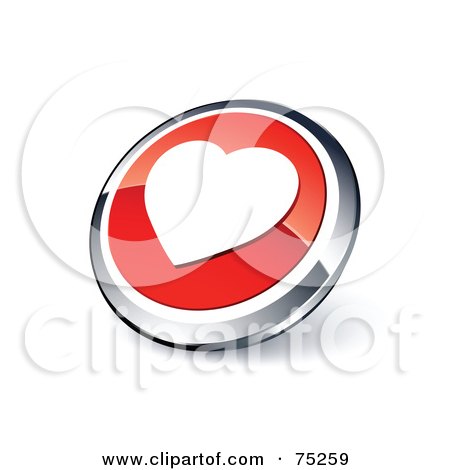 Royalty-Free (RF) Clipart Illustration Of A Round Red And Chrome 3d Heart Web Site Button by beboy