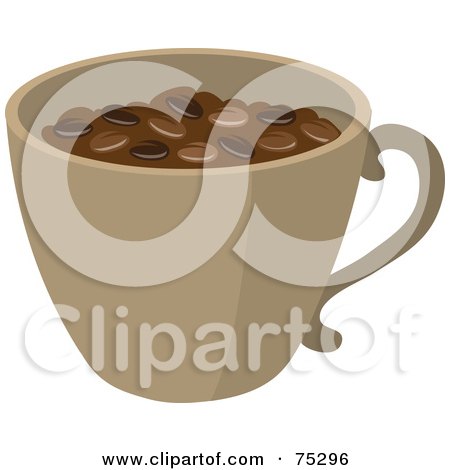 Royalty-Free (RF) Clipart Illustration of a Brown Cup Full Of Roasted Coffee Beans by Rosie Piter