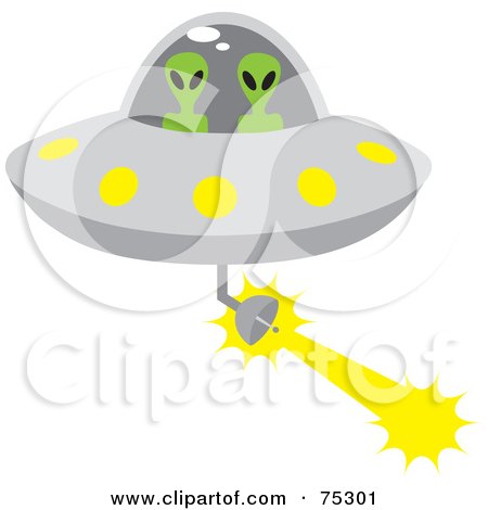 Royalty-Free (RF) Clipart Illustration of Two Alien Firing A Weapon In A UFO by Rosie Piter