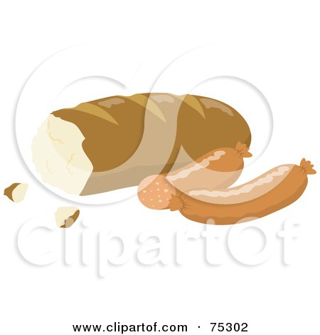 Royalty-Free (RF) Clipart Illustration of Sausage Links And French Bread by Rosie Piter