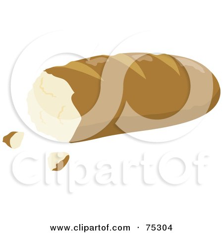 Royalty-Free (RF) Clipart Illustration of Crumbs By A Loaf Of French Bread by Rosie Piter