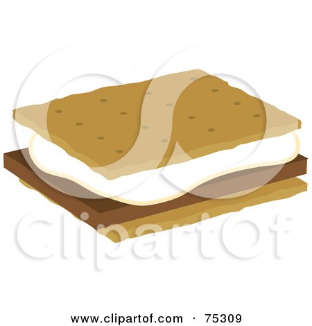 Royalty-Free (RF) Clipart Illustration of a Marshmallow And Chocolate On Graham Crackers, Smores by Rosie Piter