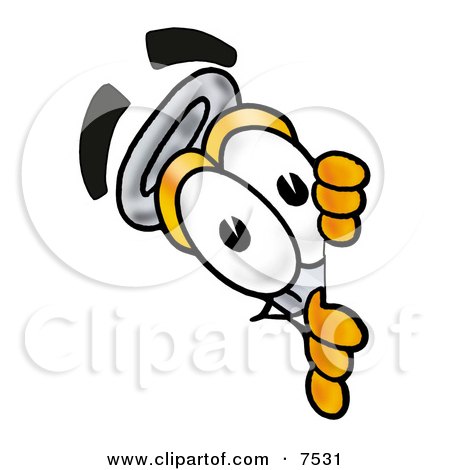 Clipart Picture of an Erlenmeyer Conical Laboratory Flask Beaker Mascot Cartoon Character Peeking Around a Corner by Mascot Junction