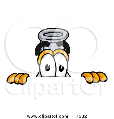 Clipart Picture of an Erlenmeyer Conical Laboratory Flask Beaker Mascot Cartoon Character Peeking Over a Surface by Mascot Junction