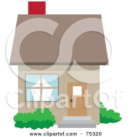 Royalty-Free (RF) Clipart Illustration of a Small Brown Home With A Red Chimney by Rosie Piter