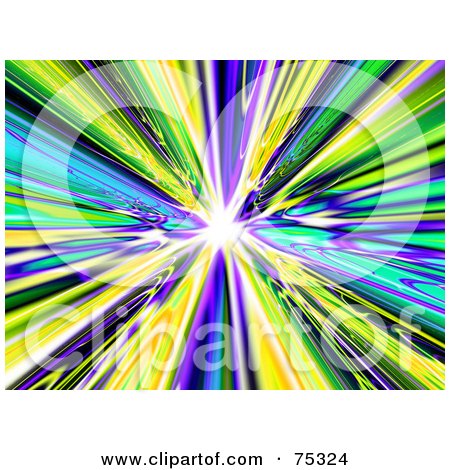 Royalty-Free (RF) Clipart Illustration of a Tunnel of Green, Yellow And Blue Streaks by ShazamImages