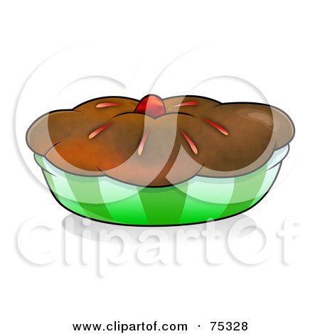Royalty-Free (RF) Clipart Illustration of a Chocolate Crusted Pie Or Muffin In A Green Wrapper by YUHAIZAN YUNUS