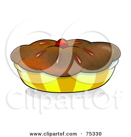 Royalty-Free (RF) Clipart Illustration of a Chocolate Crusted Pie Or Muffin In A Yellow Wrapper by YUHAIZAN YUNUS