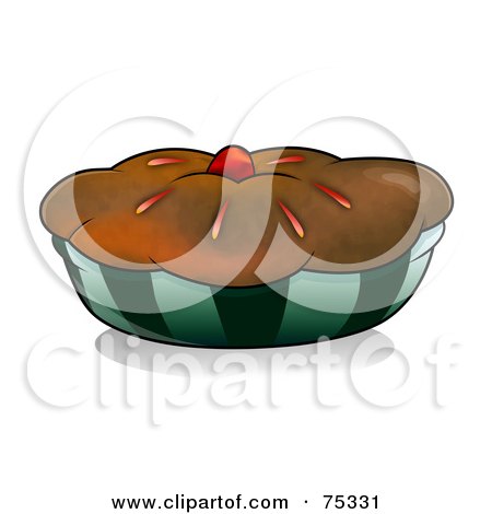 Royalty-Free (RF) Clipart Illustration of a Chocolate Crusted Pie Or Muffin In A Dark Blue Wrapper by YUHAIZAN YUNUS