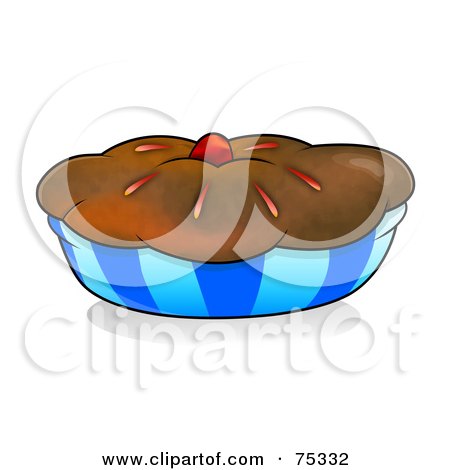 Royalty-Free (RF) Clipart Illustration of a Chocolate Crusted Pie Or Muffin In A Blue Wrapper by YUHAIZAN YUNUS