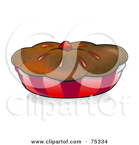Royalty-Free (RF) Clipart Illustration of a Chocolate Crusted Pie Or Muffin In A Red Wrapper by YUHAIZAN YUNUS