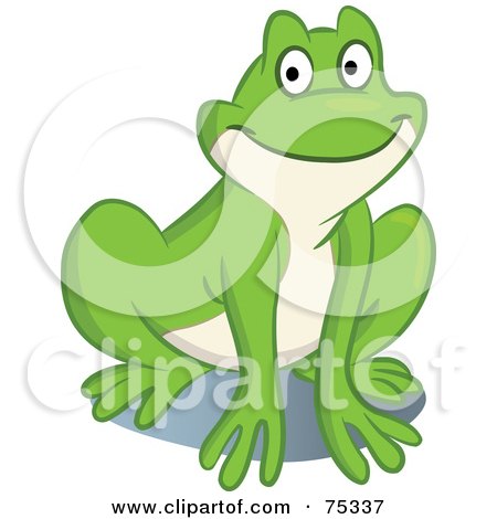 Royalty-Free (RF) Clipart Illustration of a Happy Green And Beige Frog by Frisko