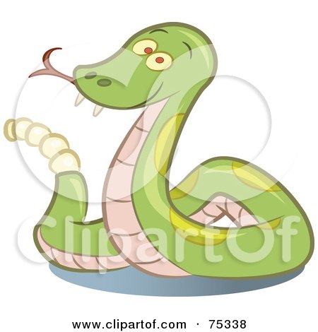 Royalty-Free (RF) Clipart Illustration of a Grinning Rattle Snake Shaking Its Tail by Frisko