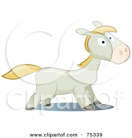 Royalty-Free (RF) Clipart Illustration of a Playful Gray and Blond Pony by Frisko