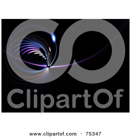 Royalty-Free (RF) Clipart Illustration of a Black Background With A Fractal Vortex Of Lines And Rings by Arena Creative