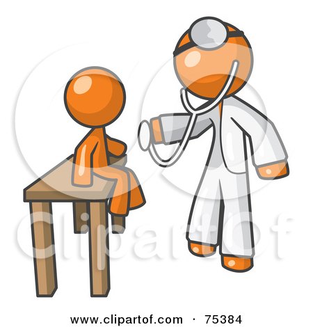 Royalty-Free (RF) Clipart Illustration of an Orange Man Doctor Examining A Child by Leo Blanchette