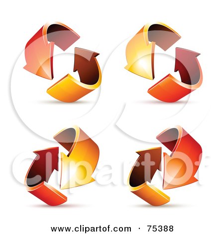 Royalty-Free (RF) Clipart Illustration of a Digital Collage Of Circling Red And Orange Arrows At Different Angles by beboy