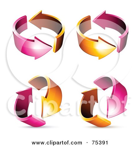 Royalty-Free (RF) Clipart Illustration of a Digital Collage Of Circling Pink And Orange Arrows At Different Angles by beboy