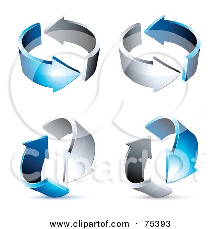 Royalty-Free (RF) Clipart Illustration of a Digital Collage Of Circling Chrome And Blue Arrows At Different Angles by beboy