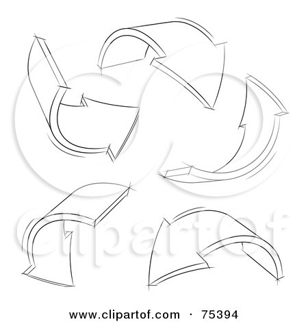 Royalty-Free (RF) Clipart Illustration of a Digital Collage Of Curving Black And White Arrows - Version 2 by beboy