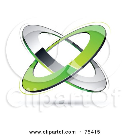 Royalty-Free (RF) Clipart Illustration Of A Pre-Made Business Logo Of Green And Chrome Rings On White by beboy