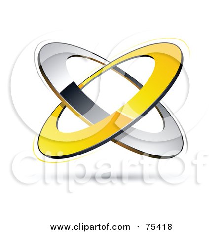 Royalty-Free (RF) Clipart Illustration Of A Pre-Made Business Logo Of Yellow And Chrome Rings On White by beboy