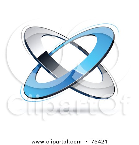 Royalty-Free (RF) Clipart Illustration Of A Pre-Made Business Logo Of Blue And Chrome Rings On White by beboy