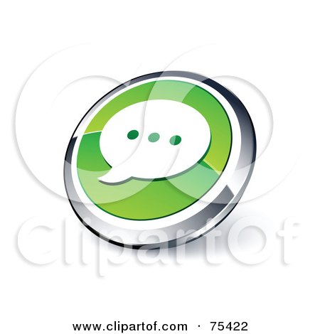 Royalty-Free (RF) Clipart Illustration Of A Round Green And Chrome 3d Chat Window Web Site Button by beboy