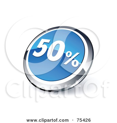 Royalty-Free (RF) Clipart Illustration Of A Round Blue And Chrome 3d Fifty Percent Web Site Button by beboy