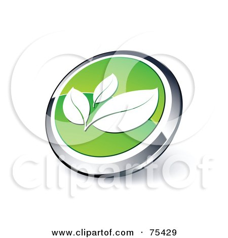 Royalty-Free (RF) Clipart Illustration Of A Round Green And Chrome 3d Leaves Web Site Button by beboy